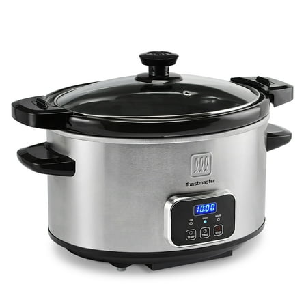 Toastmaster 4-Quart Digital Slow Cooker with Locking Lid, Stainless Steel