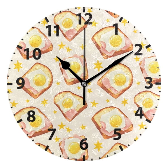 Toasts Pattern Wall Clock 10in Round Artistic Oil Painting Home Decor Desk Table Clock