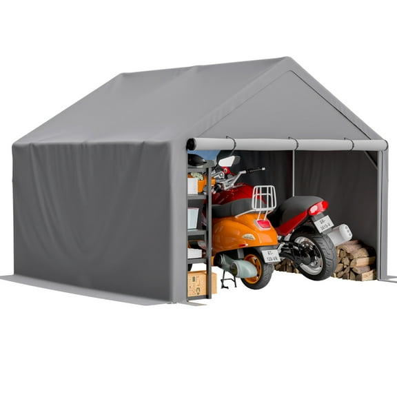Toauuo 10x10ft Outdoor Storage Shed, All-Weather Garden Shelter, Waterproof UV-Resistant 180G PE Cover, Multi-Functional Utility Cabin for Bikes Tools Wood, Easy Assembly