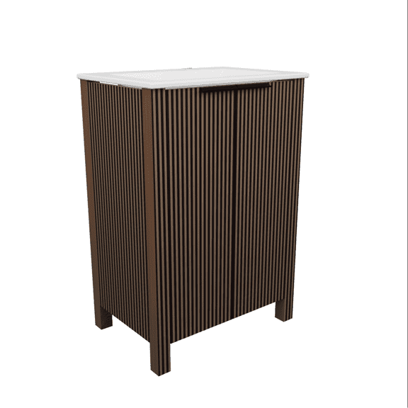 Toauuo 24'' Floor Stand Bathroom Vanity Combo - Modern 2-Door Cabinet with White Ceramic Basin, Eco-Friendly Plywood with Scratch & Water-Resistant Melamine