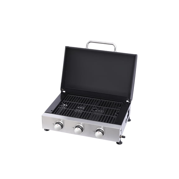 Toauuo 3-Burner Gas BBQ Grill, 28680BTU Stainless Steel Grill with Cast Iron Grates, Enameled Stove Body, Teppanyaki & Grill Combo for Outdoor Cooking