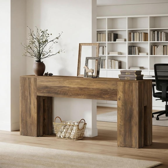Toauuo 300 LBS Heavy-Duty Rustic Farmhouse Console Table - Spill-Resistant Sofa Hallway Entryway Table