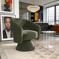 thumbnail image 1 of Toauuo 360° Swivel Barrel Accent Chair, Green Corduroy Upholstered, Ergonomic Curved Back, Thick Cushion, Modern Greeting Chair, Metal Frame, 265 lbs Capacity, 1 of 9