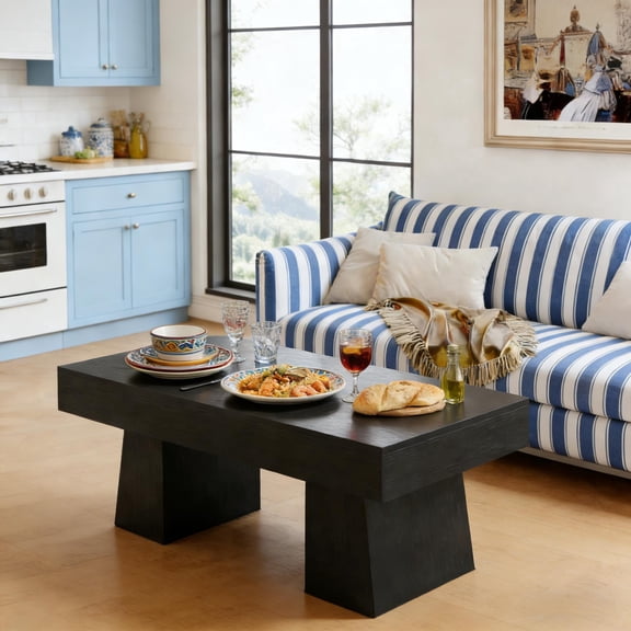 Toauuo 47.24" Durable Wooden Coffee Table - High-Quality Waterproof MDF, Sturdy Design Adjustable Footpads, Spacious Sleek Max Legroom, Rustic Wood Finish Classic Elegance, Easy Assembly