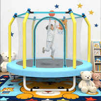 Toauuo 55-Inch Kids Trampoline - Indoor & Outdoor Small Toddler Trampoline with Basketball Hoop