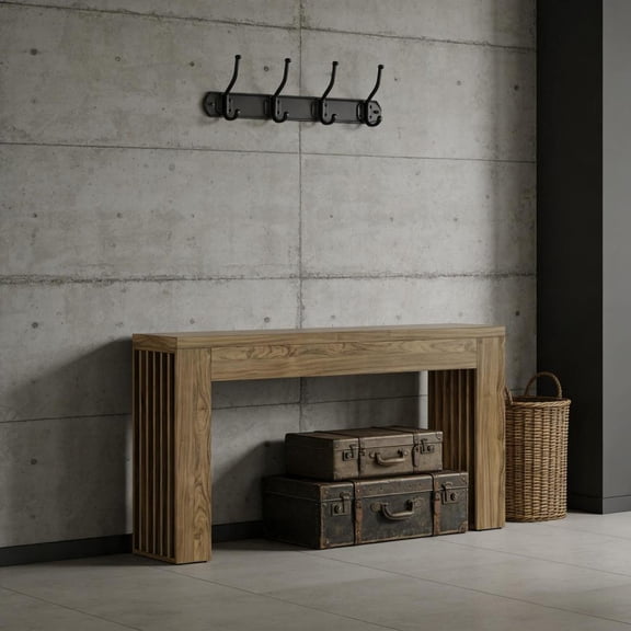 Toauuo 59" Stable Console Table, Farmhouse Chic Antique Style, Robust Engineered MDF, Operational Foot Pads for Stability Safety, Multipurpose Entryway/Sofa/Hallway/Dining Accent Table