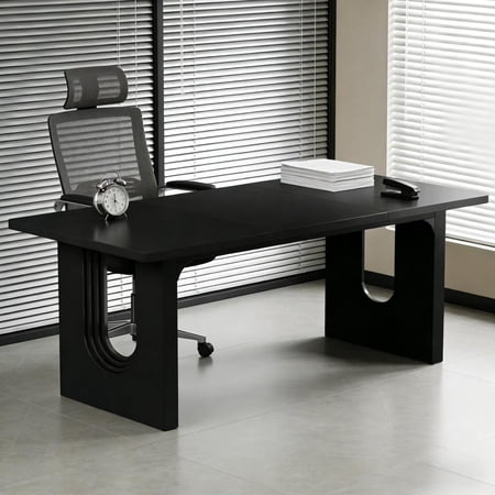 Toauuo 71" Elegant Writing Desk - Executive Office Table, Roomy Surface, Sleek Contemporary Design, Engineered Wood, Double Pedestal Base, Storage Drawers, Stable Durable Build, Easy Assembly