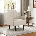 thumbnail image 1 of Toauuo Contemporary Shell-Shaped Armchair, PU Leather Upholstery & Solid Wooden Legs, Accent Chair for Living Room Balcony Study, 1 of 20