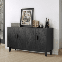 Toauuo Modern Black Buffet Cabinet - Multifunctional Storage Side Cabinet for Living Room, Dining Room, Entryway, Kitchen