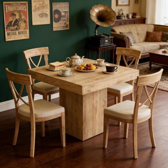 Toauuo Square Modern Dining Table, 39" Kitchen Dinner Table with Pedestal Base for 4 Persons Kitchen Living Room Cafe