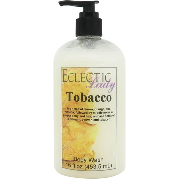 Tobacco Body Wash by Eclectic Lady, Liquid Shower Gel for Women and Men, 16 Ounces