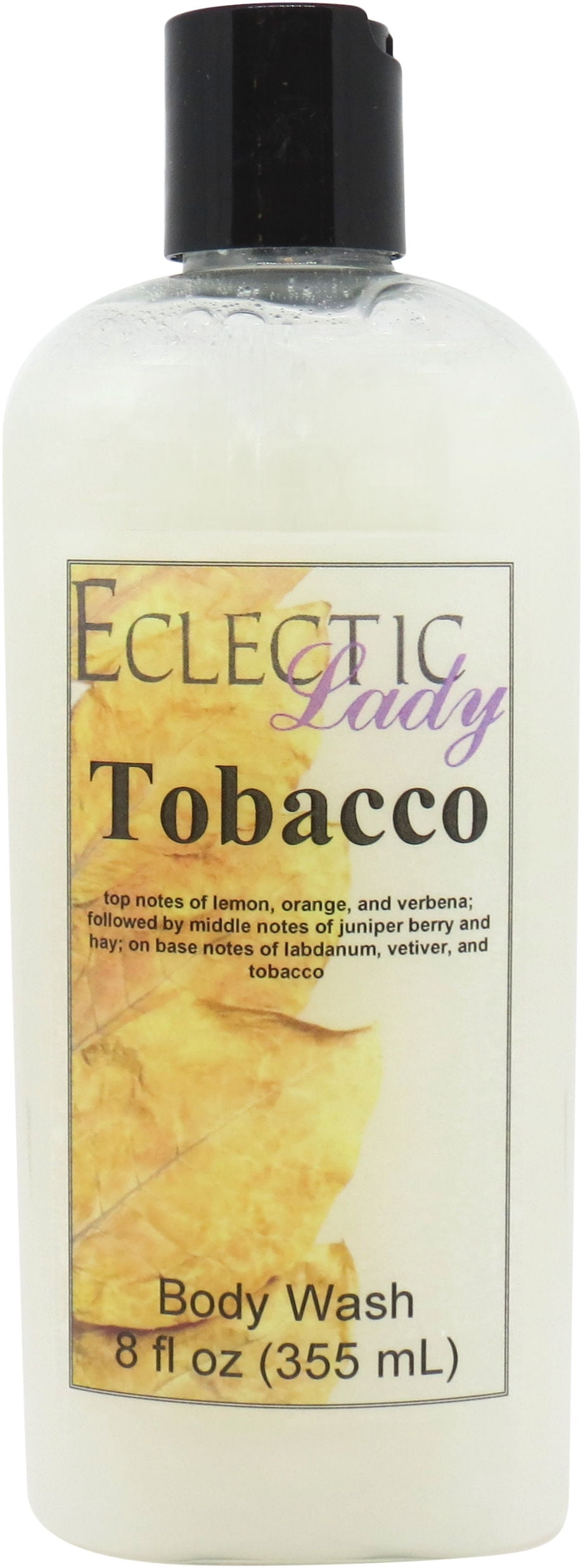 Tobacco Body Wash by Eclectic Lady, Liquid Shower Gel for Women and Men, 8  Ounces