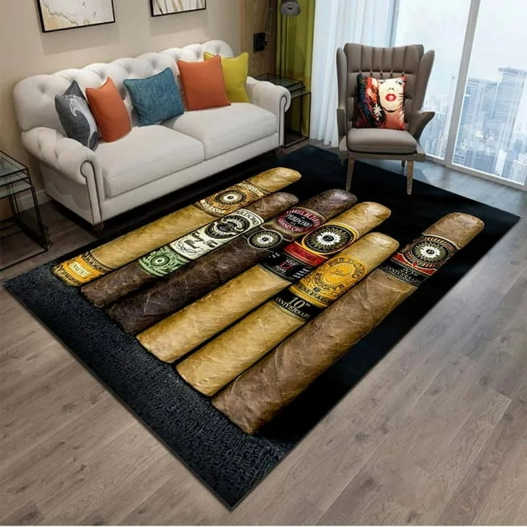 tobacco carpet Tobacco Cigar Smoke Series Drink Area Rug Carpet Rug for Living Room  Bedroom Sofa Doormat ration Kid Play Non-slip Floor Mat
