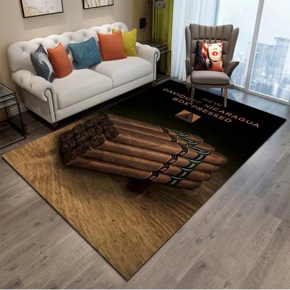 Tobacco Cigar Smoke Series Drink Area Rug Carpet Rug for Living Room Bedroom Sofa Doormat ration Kid Play Non-slip Floor Mat