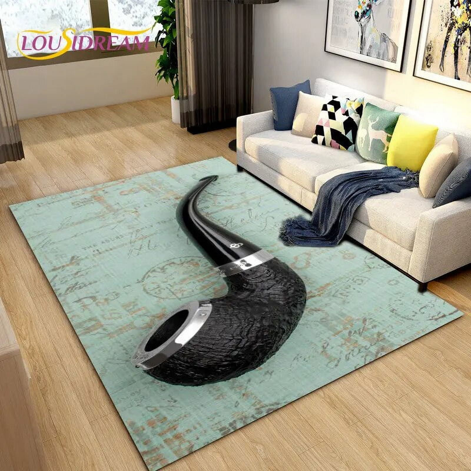 Tobacco Pipe Smoke Series Drink Area Rug Carpet Rug for Living Room ...