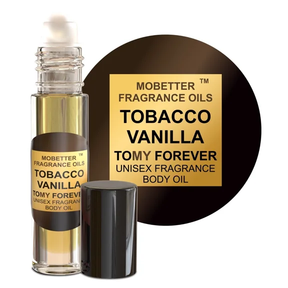 Tobacco Vanilla Unisex Body Oil (10ml Roll On), for Women and Men, Strong, Long Lasting, Travel Size, Oriental Spicy Fragrance