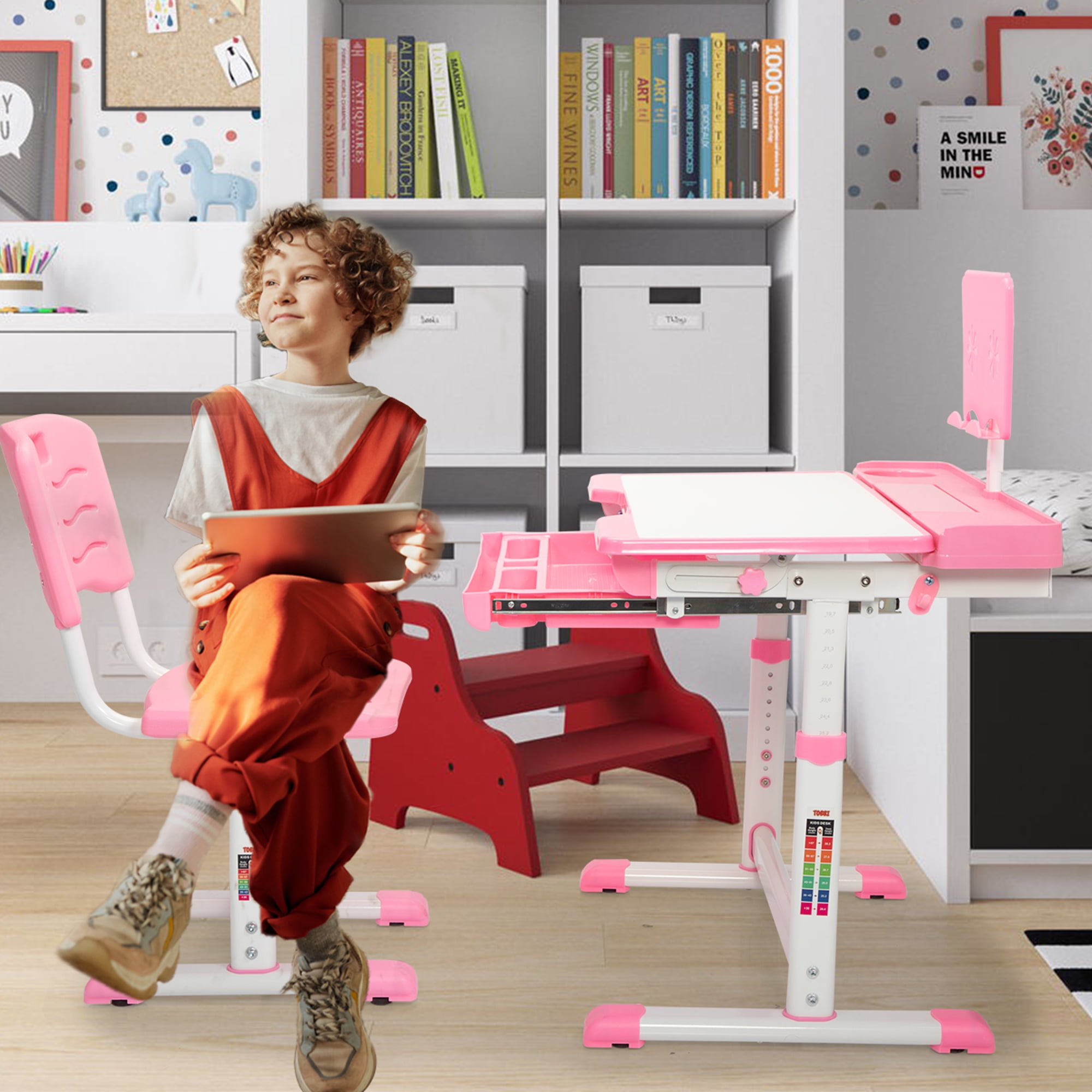 Tobbi Height Adjustable Kids Desk and Chair Set, Children's