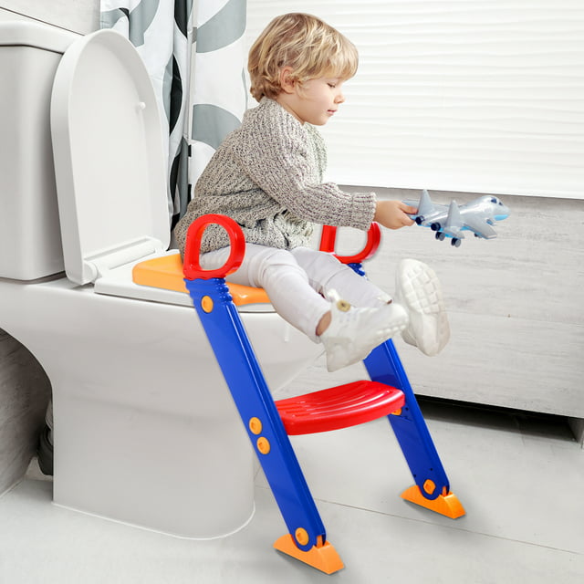 Tobbi Kids Training Potty Trainer Toilet Seat Chair Toddler With Ladder Step Up Stool