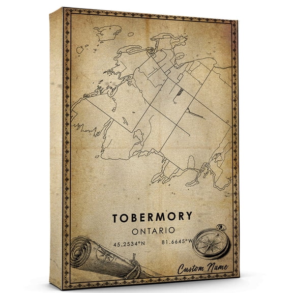 Tobermory Map Poster, Ontario Map Art Poster, Canvas, Tobermory Map City vintage Poster, Street Map Artwork Poster, Tobermory Map Canvas - 89AZ237