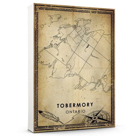 Tobermory Vintage Map Prints Canvas, Ontario Map Art Canvas, Canvas, Tobermory Map City style vintage Canvas , Canvas Wall Art, Street Map Artwork Canvas