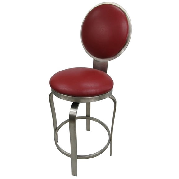 Tobias Designs 26" Contemporary Stainless Steel Swivel Counter Stool in Fire Red