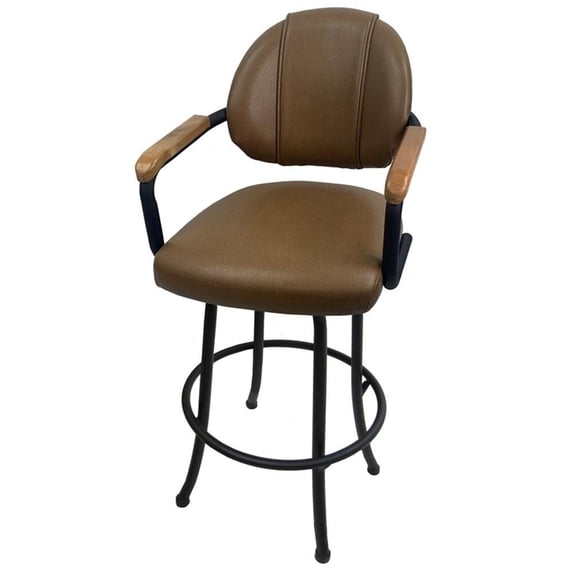 Tobias Designs 26" Swivel Metal Counter Bar Stool with Upholstered Back in Black