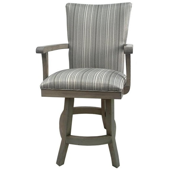 Tobias Designs 26" Swivel Wood Counter Stool with Arms/Full Back in Natural Fun