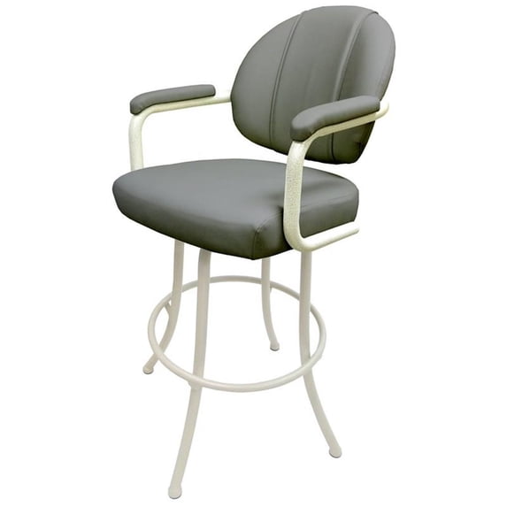 Swivel Counter Stool 26" Seat - M-70 - Gray Vinyl - White Metal