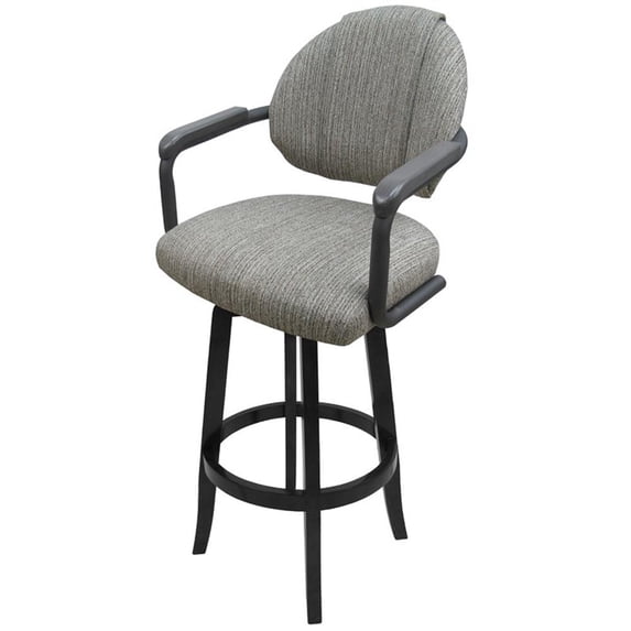 Tobias Designs 30" Metal Extra Tall Bar Stool with Upholstered Seat in Gray