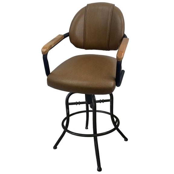 Tobias Designs 30" Swivel Metal Bar Stool with Upholstered Back in Black