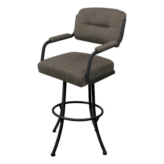 Tobias Designs 30" Swivel Metal & Fabric Bar Stool in Gray and Brown