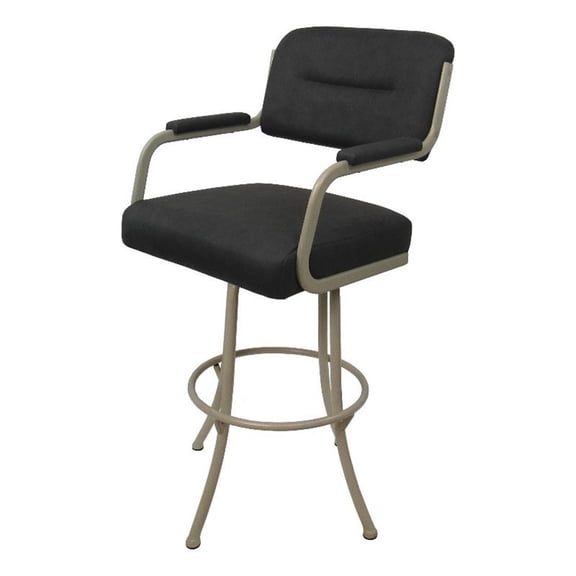 Tobias Designs 30" Swivel Metal & Vinyl Bar Stool in Beige and Gray