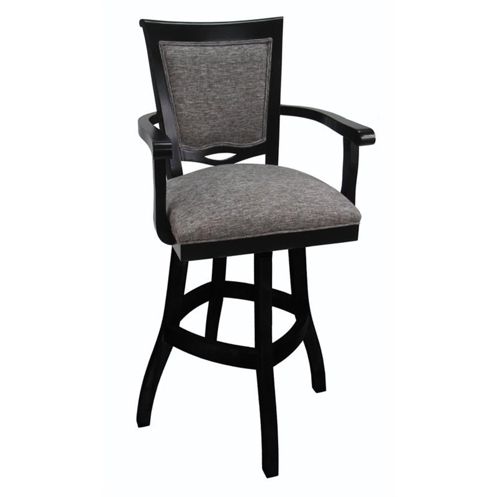 Mojave Gray 30" Solid Wood Swivel Bar Stool with Arms