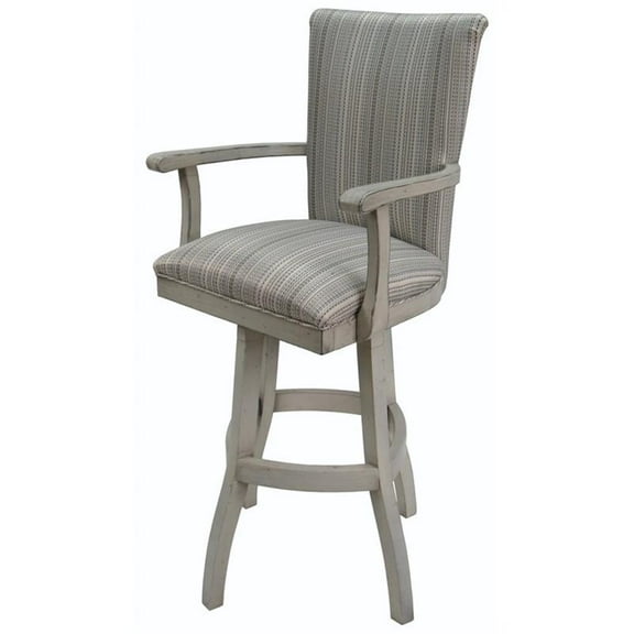 Tobias Designs 30" Swivel Solid Wood Bar Stool with Arms in Natural Fun