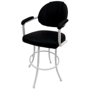 Tobias Designs 30 Vinyl Upholstered Swivel Bar Stool in Beige and White