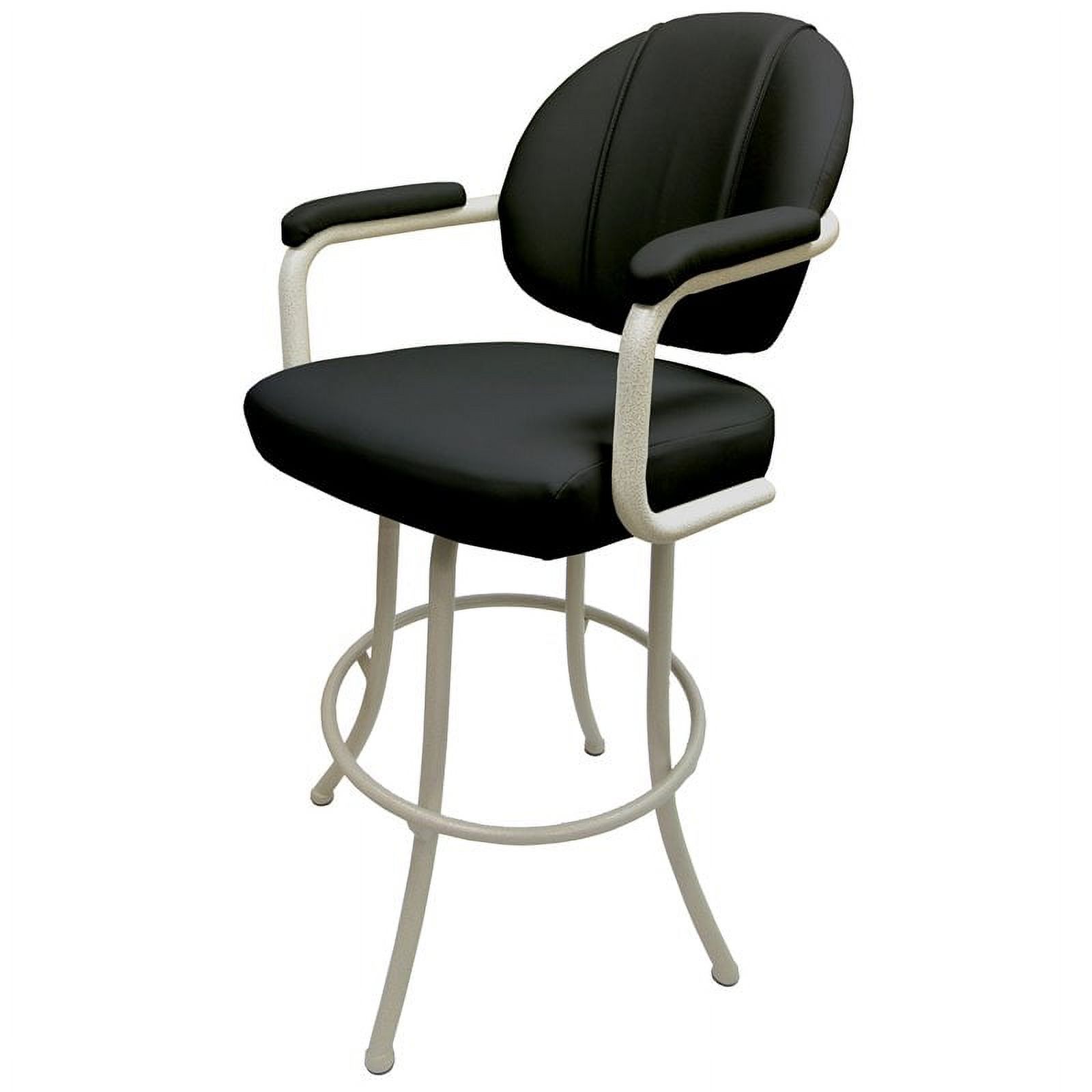 Tobias Designs 30" Vinyl Upholstered Swivel Bar Stool in Black and Beige
