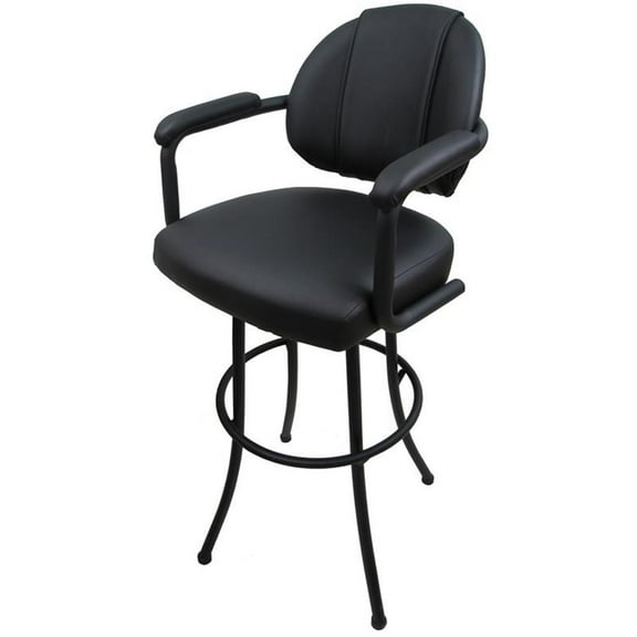 Tobias Designs 30" Vinyl Upholstered Swivel Bar Stool in Black