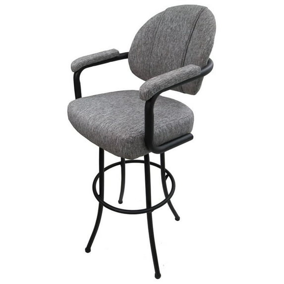 Tobias Designs 34" Swivel Extra Tall Bar Stool in Mojave Gray on Black