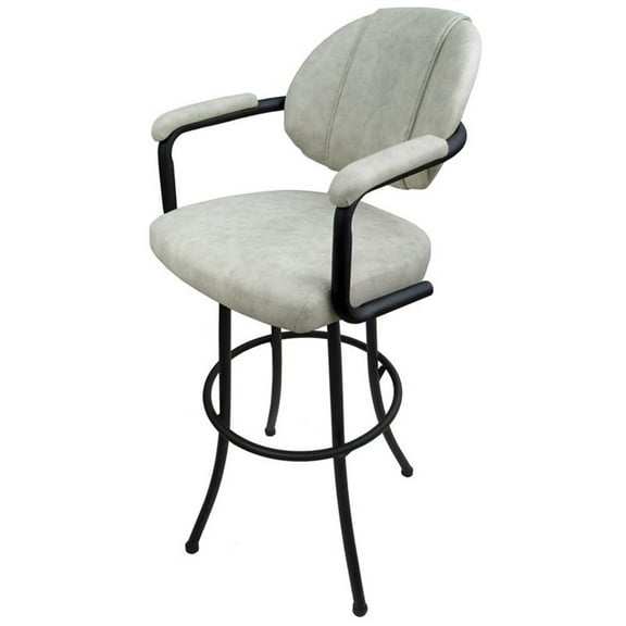 Tobias Designs 34" Vinyl Swivel Bar Stool in Innova Albaster and Black