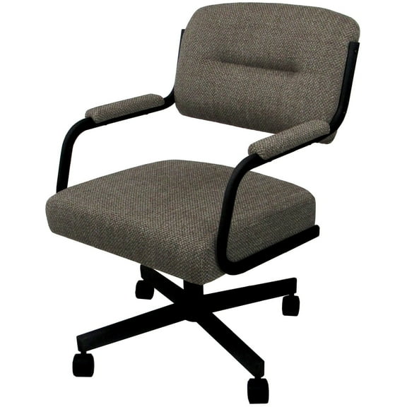 Tobias Designs 38" Swivel Metal & Fabric Dining Chair in Black and Brown