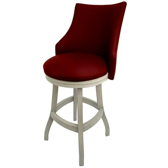 Tobias Designs 30" Swivel Solid Wood Bar Stool in Red/ Antique White