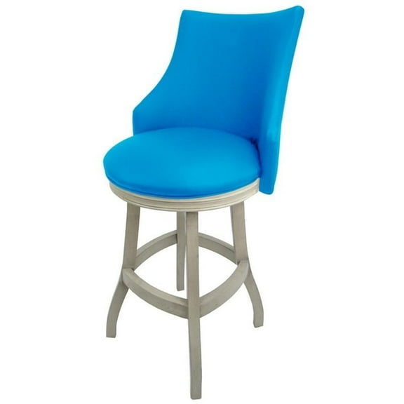 Tobias Designs 30" Swivel Wood Bar Stool in Carolina Blue/ White