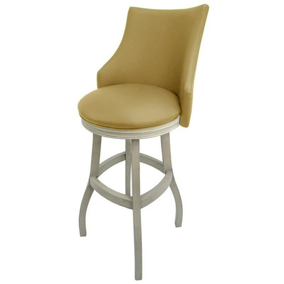 Tobias Designs 34" Swivel Wood Extra Tall Bar Stool in Tan/ White
