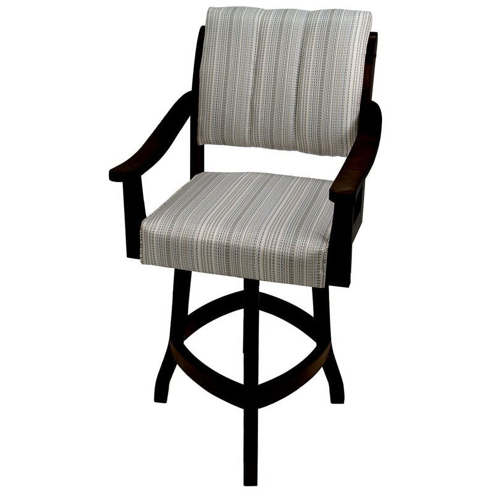 Elegant Swivel Black Wood Counter Stool with Custom Upholstery