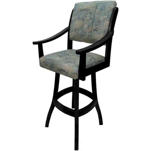 Tobias Designs Casa 30" Swivel Solid Wood Bar Stool in Poet Sky Blue/ Black