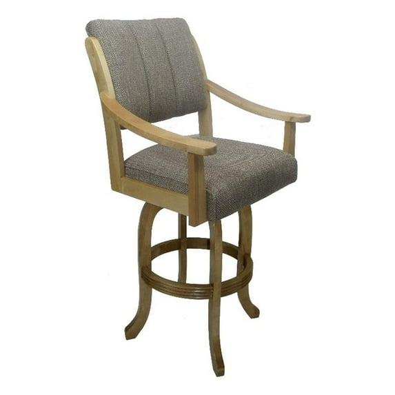 Solid Wood Bar Stool Casa Melina 30" Seat - Brown Fabric - Natural