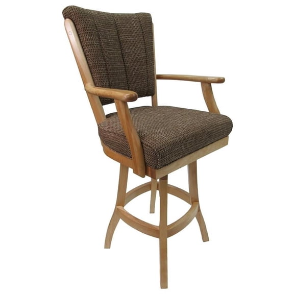 Tobias Designs Classic 30" Swivel Wood Bar Stool in Checkered/ Natural Oak
