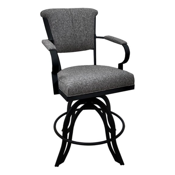 Tobias Designs Counter 26"H Fabric/Metal Bar Stools on A Base in Black/Gray