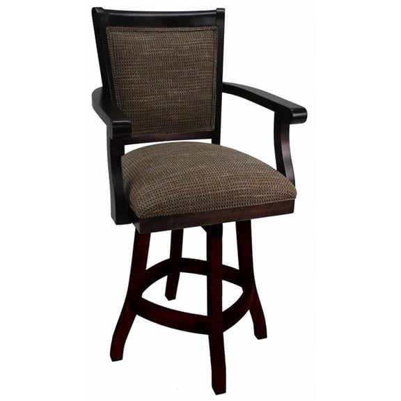 Tobias Designs Mango 26" Swivel Wood Counter Stool in Checkered/Walnut