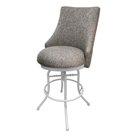 Tobias Designs Melisima 30" Swivel Metal & Fabric Bar Stool in Majave Gray/White